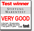 商品テスト財団のテスト評価 (Stiftung Warentest-Test-urteile)からの賞