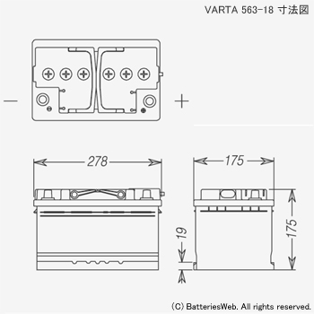 VARTA 563-18 寸法イメージ