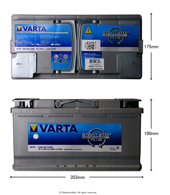 VARTA SILVER Dynamic AGM 570-901-085 サイズ イメージ