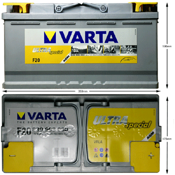 VARTA ULTRA Special 830-908-060 サイズ イメージ
