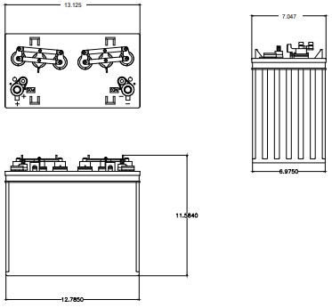 US Battery US12VXZ サイズ イメージ