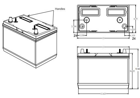 US Battery US31DC サイズ イメージ