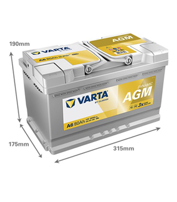 VARTA Dynamic AGM 580-901-080 �T�C�Y �C���[�W
